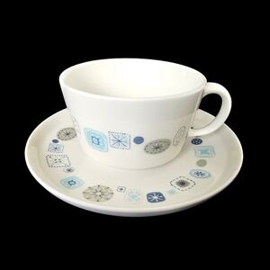 Vintage 60s Franciscan Del Mar MCM Atomic Elegance Flat‎ Cup & Saucer Set